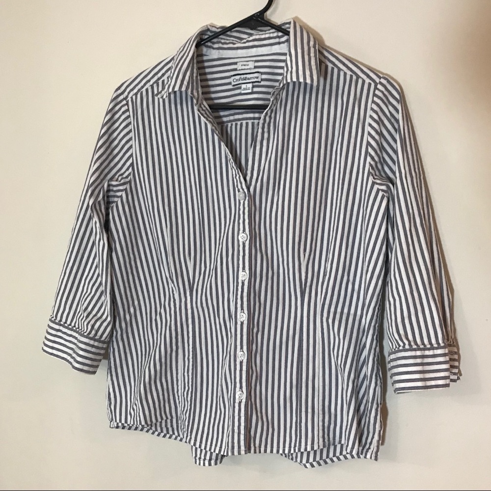Croft and Barrow Stretch Striped Button Down Top